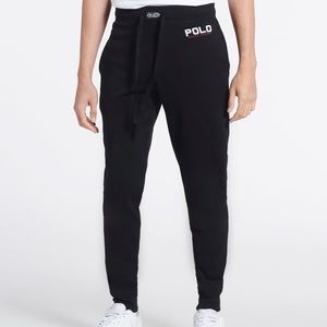 POLO RALPH LAUREN FLEECE JOGGER PANTS SIZE MEDIUM BLACK